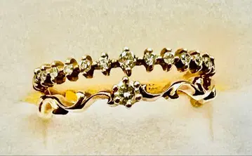 다이아몬드 골드 핑키링 2개 세트 5호