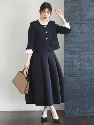 플레어 스커트 네이비