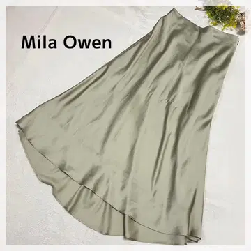 [미라 오웬] 새틴 플레어 롱 스커트 1 라이트 올리브 럭셔리