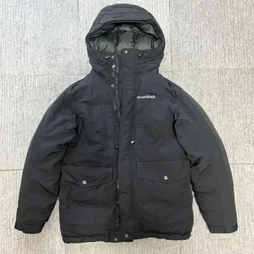 몽벨 로간 다운 후드티 두꺼운 다운 자켓 남성용 S 블랙