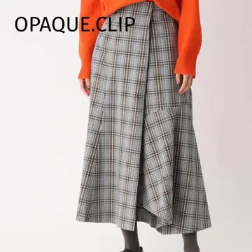 [ OPAQUE.CLIP ] 비대칭 체크 플레어 스커트