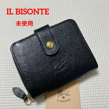 미사용 IL BISONTE 일비종떼 가죽 접이식 지갑 블랙 콘초