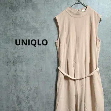 유니클로 슬리브리스 원피스 무릎 기장 티셔츠 턱 플레어 심플 S