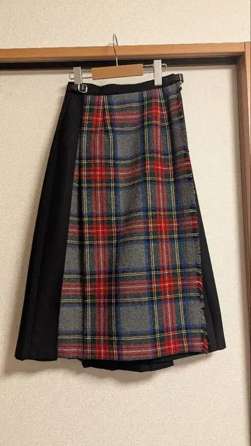 O'NEIL OF DUBLIN 퀼트 콤비 체크 미디 스커트