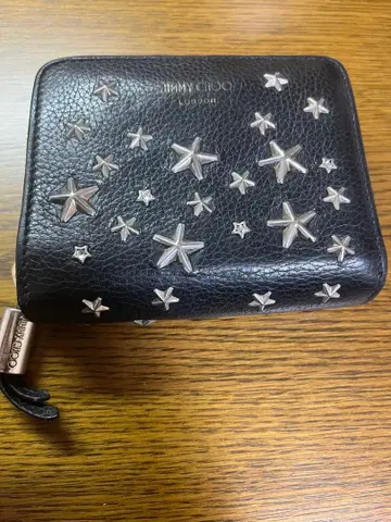 지미추 블랙 가죽 접이식 지갑