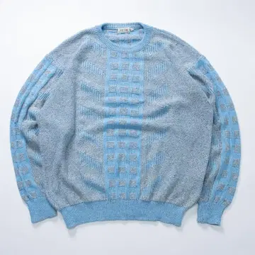 코튼 니트 디자인 니트 얇은 소재 색스 블루 숏 기장