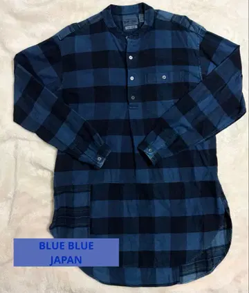 BLUE BLUE JAPAN 네이비 계열 체크 긴팔 셔츠 2(M 상당)