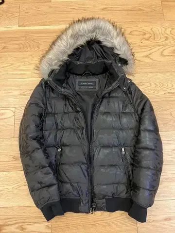 하자품 ZARA 카모플라쥬 카모 다운 자켓 퍼