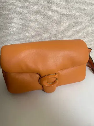 오렌지 가죽 숄더백