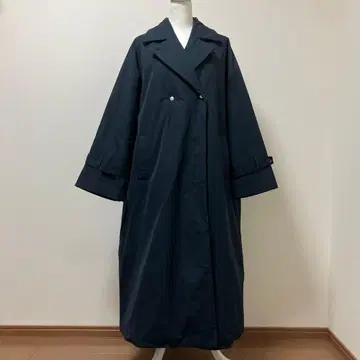 이디트 충전솜 롱 코트 네이비 맥시 겨울 포켓 부착 따뜻한