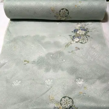 미사용 [일본 의류] 여성용 기모노 옷감 옅은 녹색