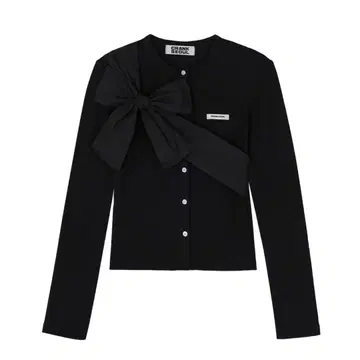 crank 리본 가디건 블랙