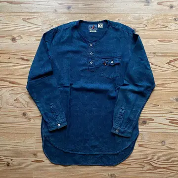 BLUE BLUE JAPAN 노카라 셔츠 인디고 염색 size 2