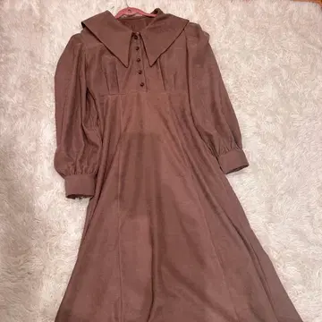 oul. A라인 원피스 모카 S 빅 칼라 클래시컬 미즈코시 미사토