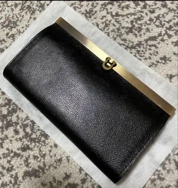 [ 미사용 새상품 ] 인조 가죽 장지갑 블랙 금속제 클로징 포함