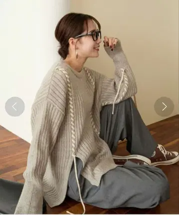 미사용 프릭스스토어 담요 스티치 리브 니트 풀오버