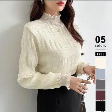 택 포함 새상품 속기모 셔링 블라우스