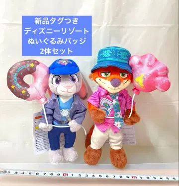 닉 주디 주토피아 디즈니 리조트 인형 배지 2개 세트