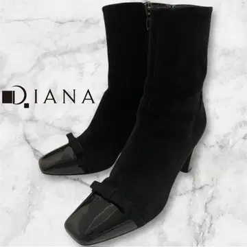 새상품급 DIANA chay 콜라보 스퀘어토 리본 숏부츠 블랙