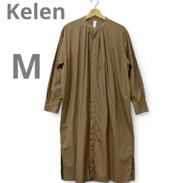 KELEN 와이드 실루엣 턱 롱 셔츠 원피스 면 긴팔 노카라