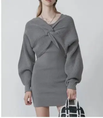 EMODA 2 피스 더블 페이스 니트 원피스