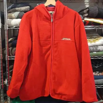 빈티지 PIKO 원 포인트 자수 후드 부착 플리스 자켓