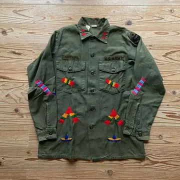 US ARMY 유틸리티 셔츠 HBT 멕시칸 자수 빈티지