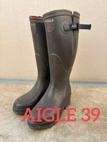 AIGLE 브라운 장화 로고 39 에이글