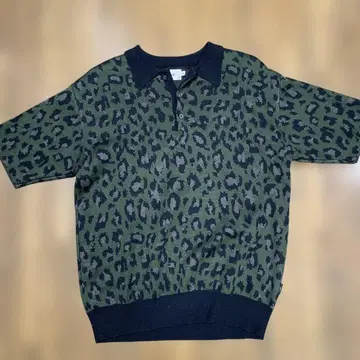 FTW 반팔 레오파드 무늬 니트 피케 셔츠 M