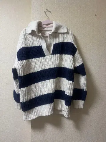 스트라이프 니트 스웨터 오버 사이즈