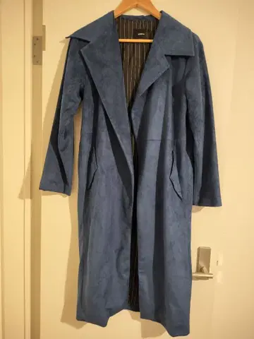 MURUA 블루 스웨이드풍 롱 코트