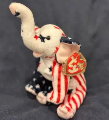 [새상품급] Ty 미국 국기 패턴 코끼리 봉제 인형