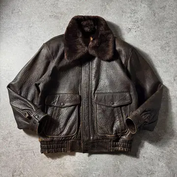 [ 90s ] G-1 A-2 플라이트 가죽 자켓 무스탕 옷깃 보아