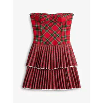 TOMMYJEANS 타탄 뷔스티에 원피스 S