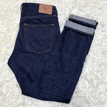 컨디션 최상 재팬 블루진스 W32 데님 팬츠 셀비지 다크 네이비 적귀