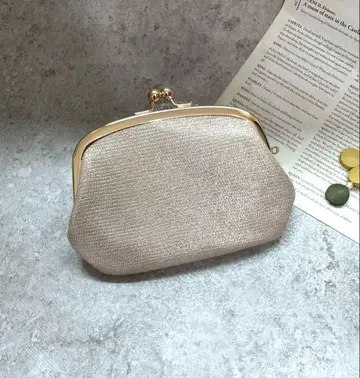 모자 가마구치 미니 지갑 천연 가죽 골드