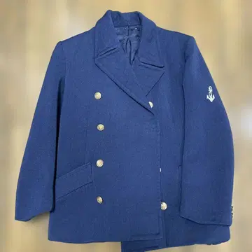 울 피코트 네이비 더블 브레스트