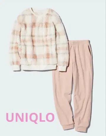 UNIQLO 플리스 체크 무늬 룸웨어 세트