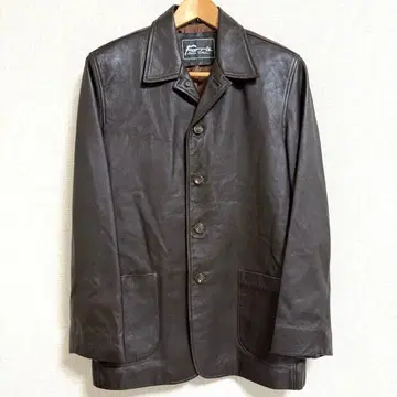 VINTAGE 천연 가죽 카 코트 가죽 자켓 다크 브라운 M 상당