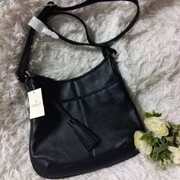 택 포함 FIRMATO 소가죽 숄더백 천연 가죽 블랙 블랙