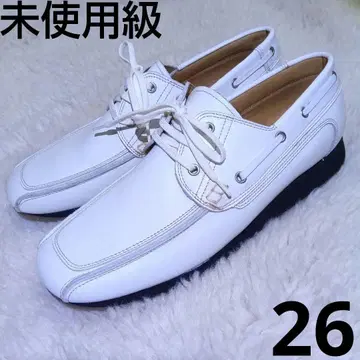 미사용급 HDP 데크 슈즈 26cm 화이트 가죽