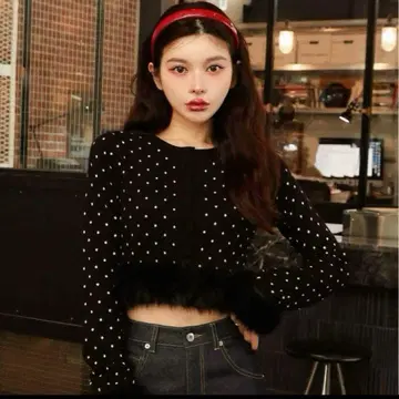 Darich 도트 자카드 페더 니트탑