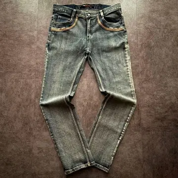 초레어 CLOUD72 스트레이트 데님 스터드 자수 아메카지 y2k 32