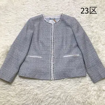 23구 미사용에 가까운 라이트 샤인 트위드 노카라 자켓 빅 사이즈