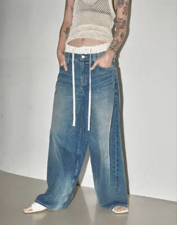 투데이풀 레이어드 와이드 데님 팬츠 사이즈 26