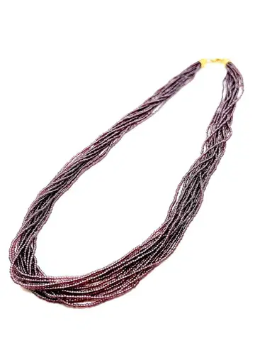 [ 이탈리아제 ] 보라색 퍼플 베네치안 유리 12연 목걸이 52cm 다연