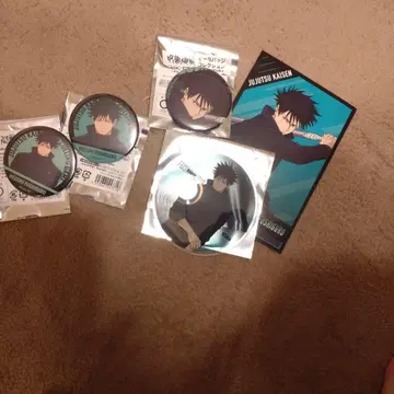 주술회전 후시구로 메구미 캔뱃지 3개와 엽서 1장과 아크릴 코스터 하나