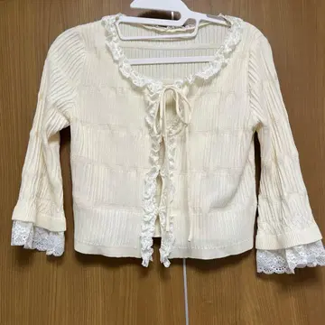 chico 레이스 도킹 리브 니트 가디건