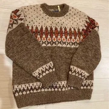 페어아일 패턴 니트 스웨터 브라운 계열
