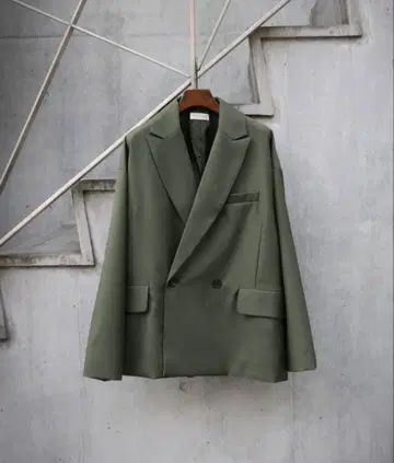 Nilway 자수 더블 테일러드 자켓 모스그린